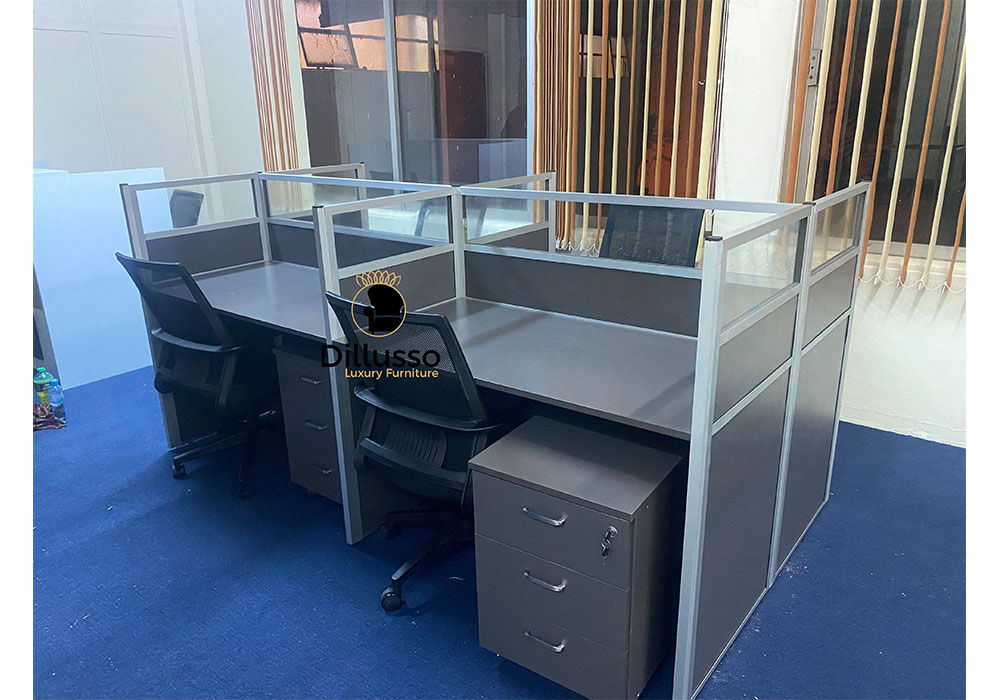 CLW2412S - 4 way Workstation with Glass Partition-2400 x 1200 x 1100H mm thumbnail 2