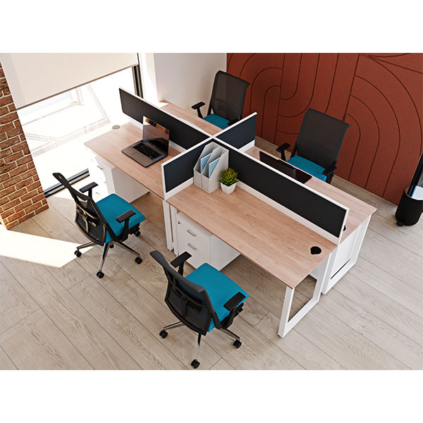 M4012 - Metal Legged 8 way Workstation 4000 x 1200 x 745H mm with Mobile Drawer Pedestals and Divider Screens thumbnail 3