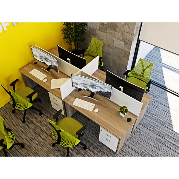 DP2412-Panel Legged 4 way workstation 2400 X 1200 X 745Hmm with Divider Screens and Fixed 2 Drawer Pedestals thumbnail 3