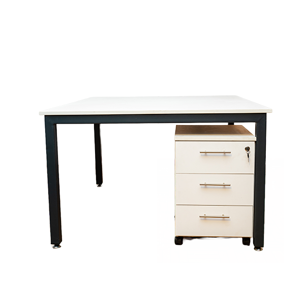 M1212 -2 Way Workstation 1200 X 1200 X 745H mm with 2 drawer Mobile Pedestals and Metal Frame thumbnail 2