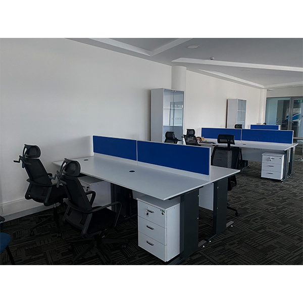 M2412 - 4 Way Workstation-Metal Legged 2400 x 1200 x 745H mm  with Divider Screens and Drawer Pedestals thumbnail 2