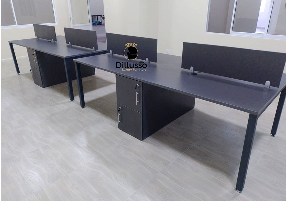 WM2412 -4 Way Metal Legged Workstation with storage Cabinets-2400 x 1200 x 745H mm thumbnail 2