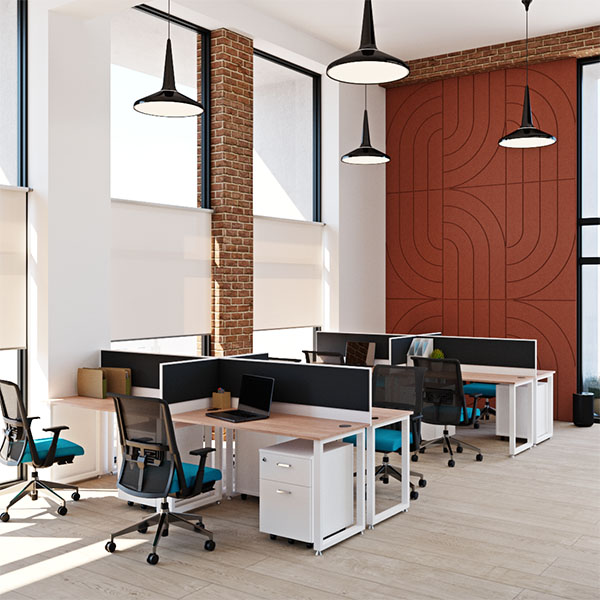 M2012 -Metal Legged 4 way Workstation 2000 x 1200 x 745H mm with Mobile Drawer Pedestals and Divider Screens - Modern Workstation in Nairobi, Kenya