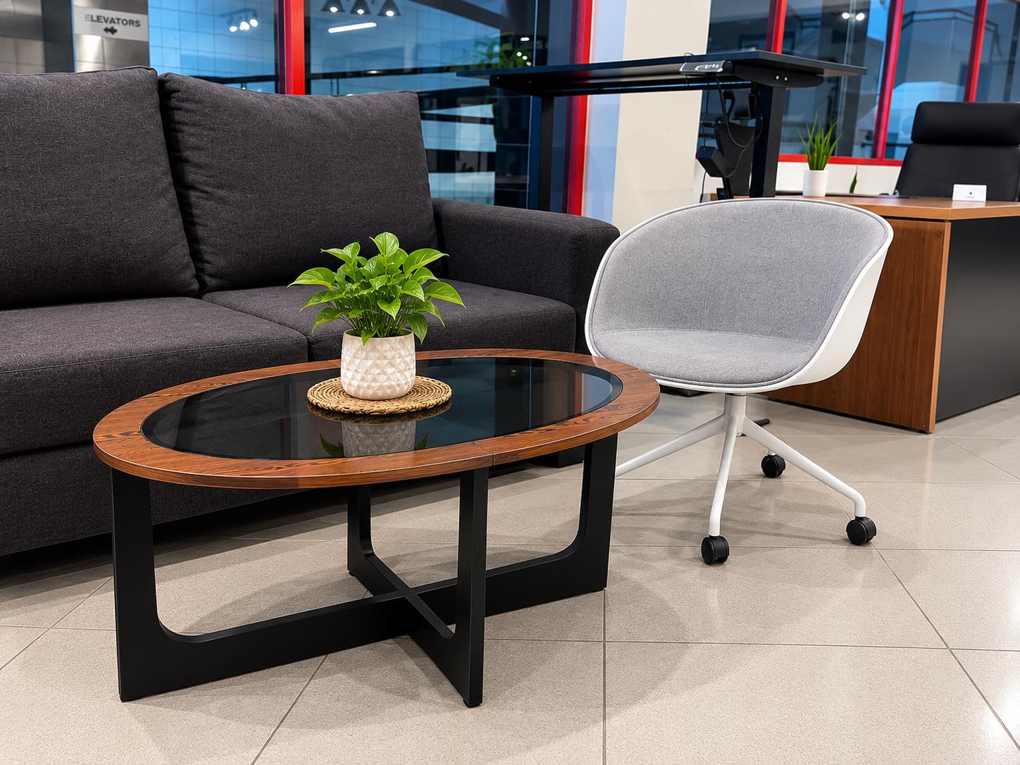 Megg- Oval Coffee Table with Glass Top - Modern Coffee Tables in Nairobi, Kenya