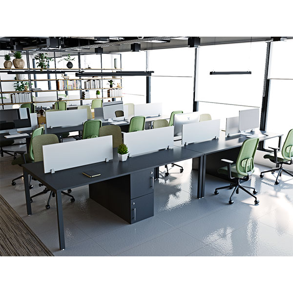 WM2412 -4 Way Metal Legged Workstation with storage Cabinets-2400 x 1200 x 745H mm - Modern Workstation in Nairobi, Kenya